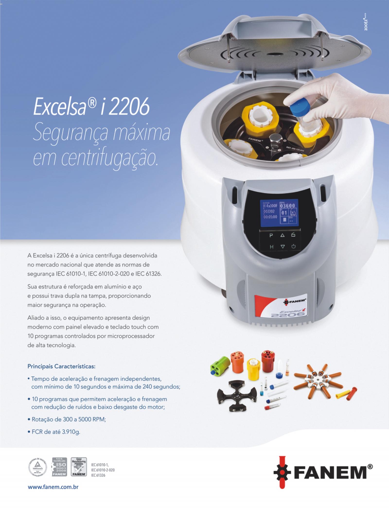 Centrífuga Fanem Modelos Excelsa i 2206 Cruzeta Horizontal e Adaptadores para 20 tubos de 15ml Centrífuga Fanem Modelos Excelsa i 2206 Cruzeta Horizontal e Adaptadores para 20 tubos de 15ml